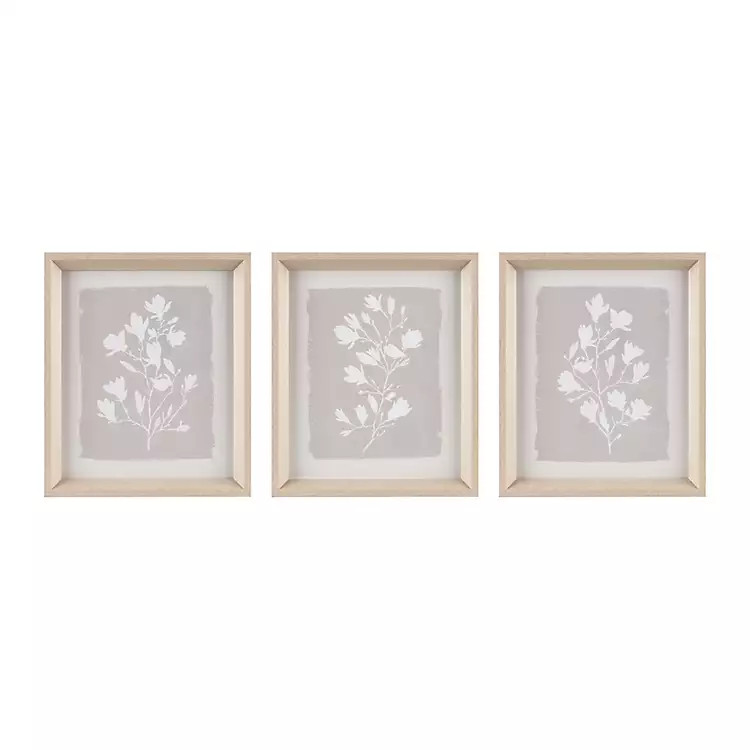 Neutral Floral Sprigs 3-pc. Framed Art Set | Kirkland's Home