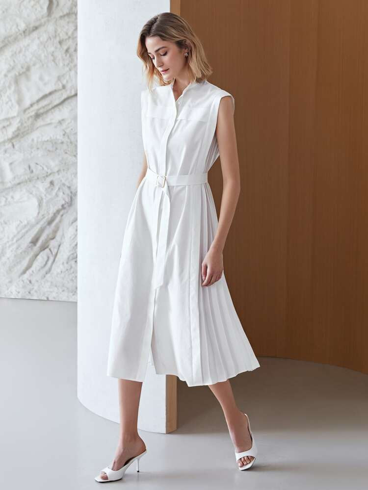 MOTF PREMIUM COTTON BELTED SHIRT DRESS | SHEIN
