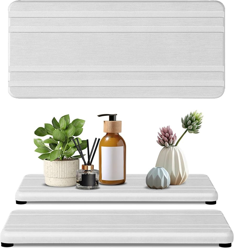 2PCS Water Absorbing Stone Tray,Quick Drying Stone Sink Tray,Water Absorbent Diatomite Coasters f... | Amazon (US)