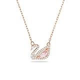 Swarovski Dazzling Swan Pendant Necklace, Rose Gold Tone Finish, Pink Crystals, Clear Crystals | Amazon (US)