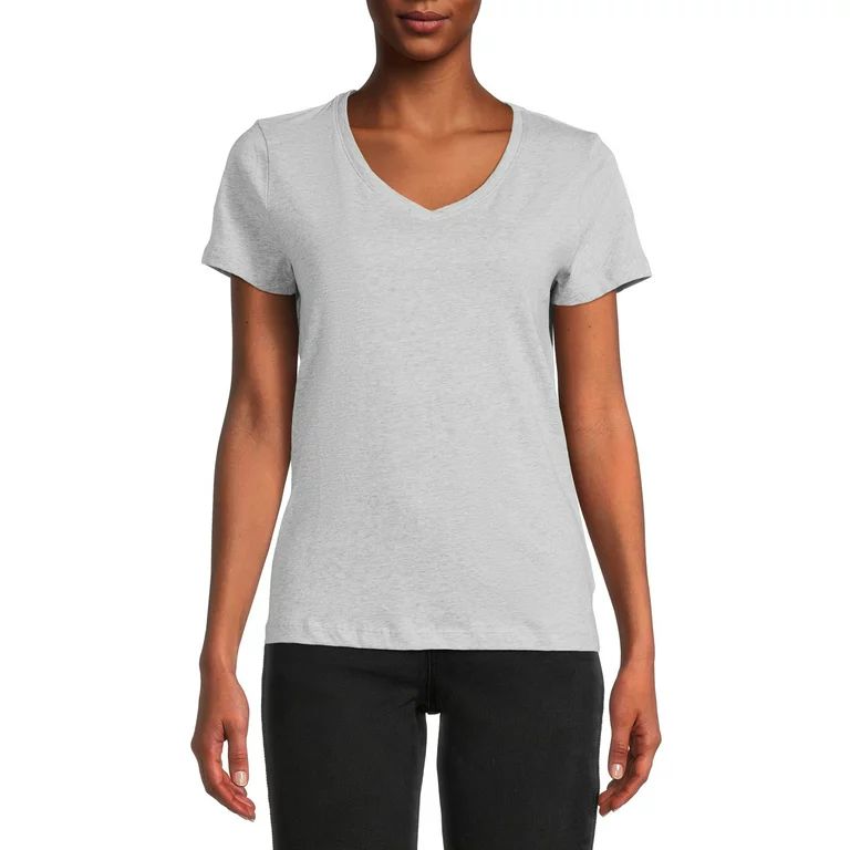 Time and Tru Women's Cotton V-Neck T-Shirt | Walmart (US)