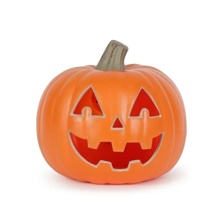 Halloween Light-Up Jack-O'-Lantern Decoration, Orange, Polypropylene, 9", by Way To Celebrate | Walmart (US)