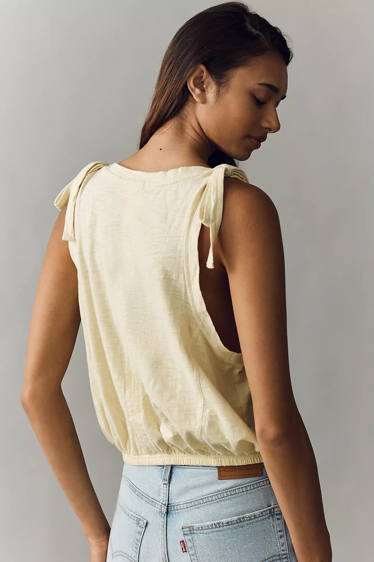Pilcro Cotton Tie Shoulder Bubble Tee | Anthropologie (US)