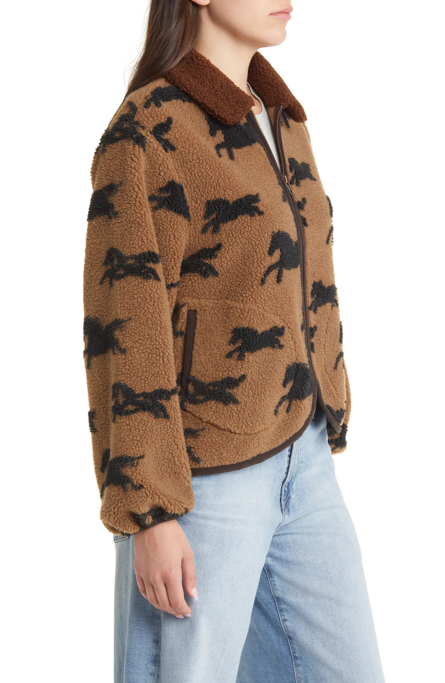 The Pasture Horse Print Fleece Jacket | Nordstrom