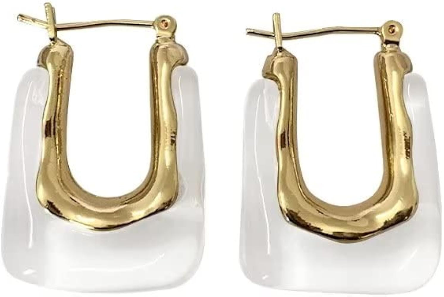 Zian Transparent Hoop Earrings Geometric Rectangle Acrylic Clear Earrings Vintage Resin Metal Ear... | Amazon (US)