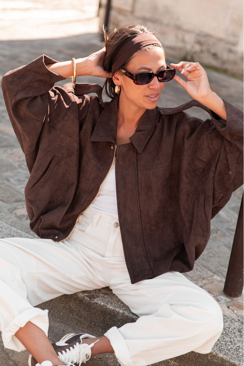 MARLOW Chocolat - Veste Suédine femme | Pretty Wire