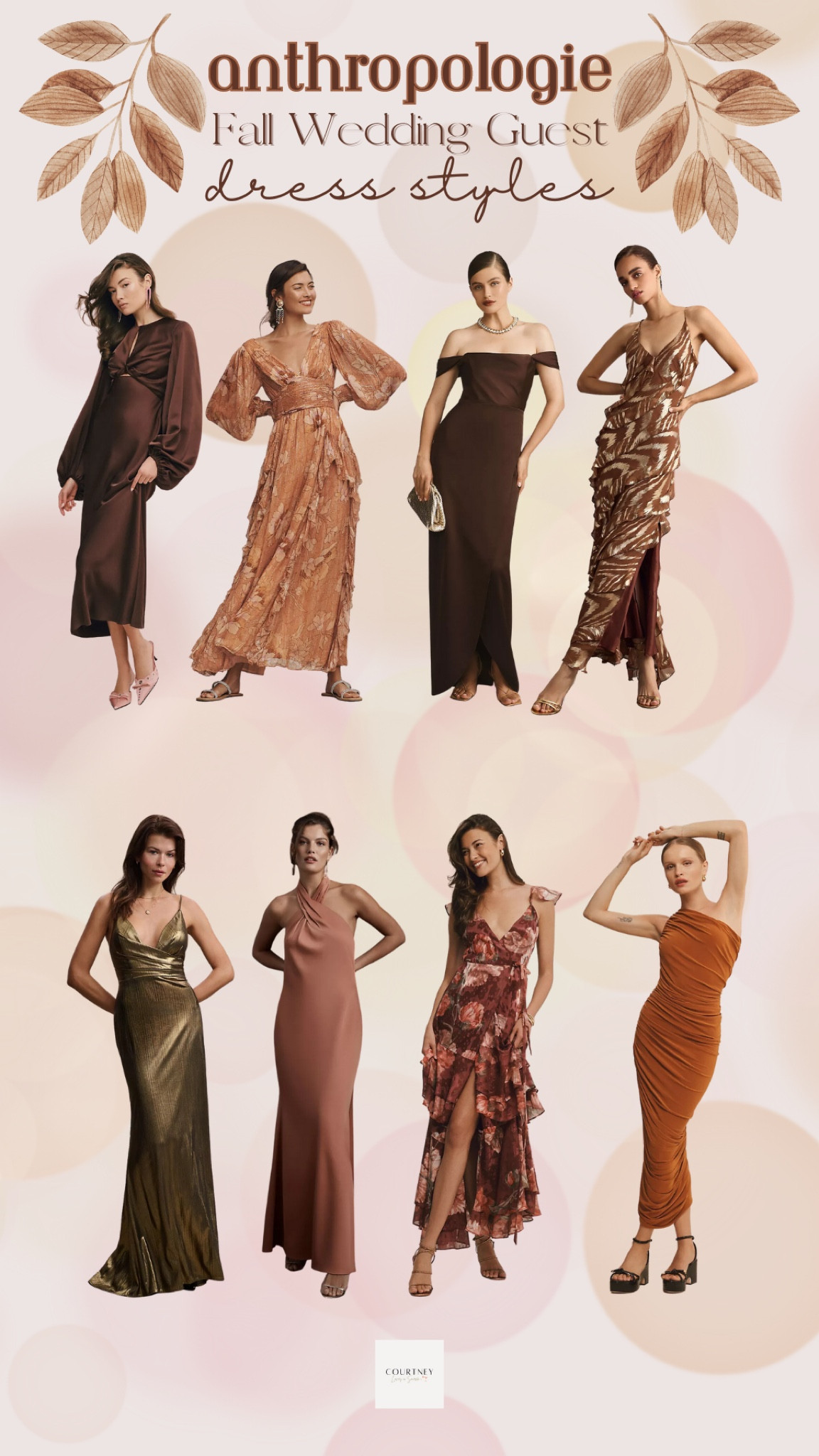 Fall wedding guest dresses in neutral colors from Anthropologie. Attend your friend’s wedding in style with one of the wedding guest dress styles. #fallweddingguestdress
#weddingguestdress
#weddinggueststyles

#LTKparties #LTKwedding #LTKSeasonal