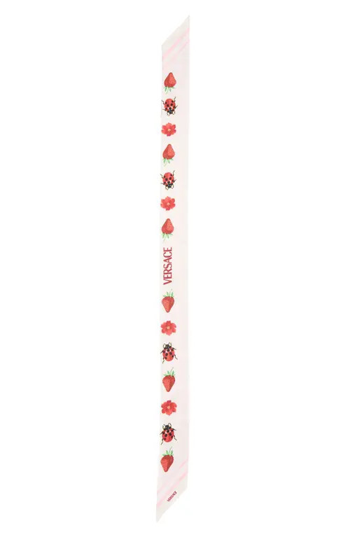 Versace Strawberry Skinny Silk Scarf in White/Red at Nordstrom | Nordstrom