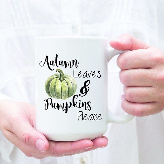 Autumn Leaves And Pumpkins Please Coffee Mug, Pumpkin Mug | Etsy (US)