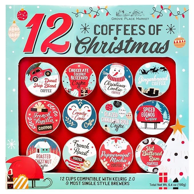 12 Coffees of Christmas - 12 K cups Premium Holiday Gift Set Gourmet Coffee | Amazon (US)