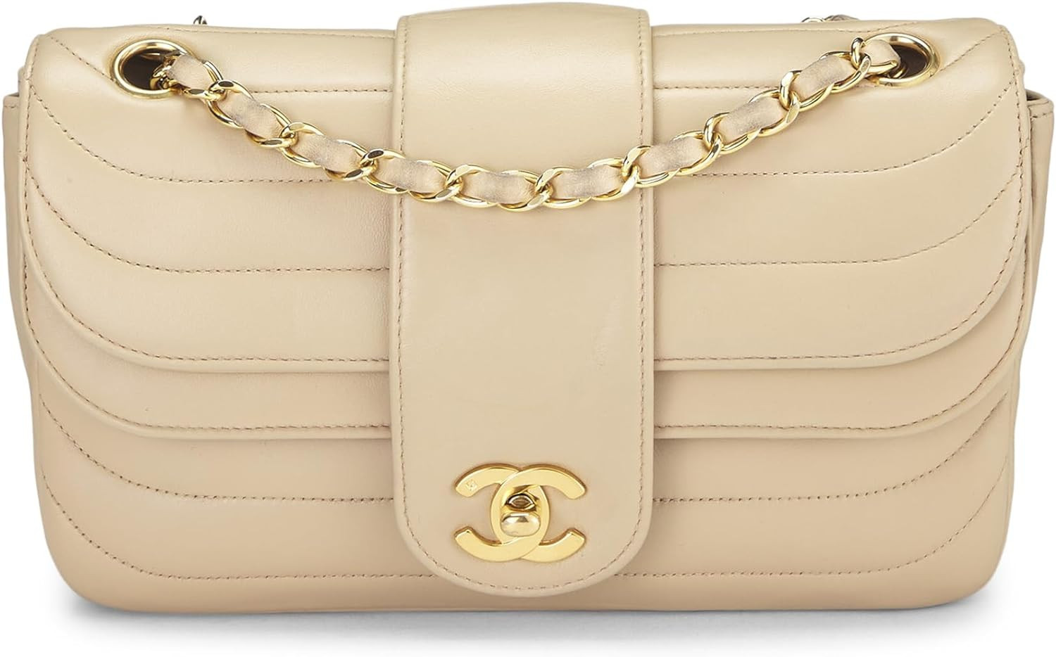 Amazon.com: Chanel, Pre-Loved Beige Lambskin Double Round Flap Small, Beige : Luxury Stores | Amazon (US)
