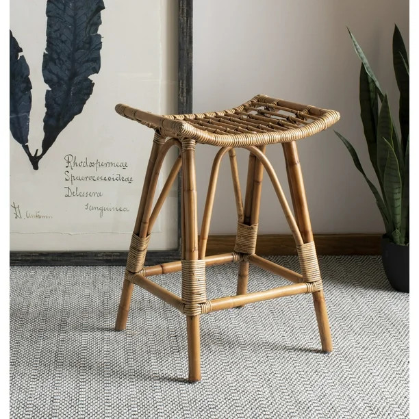 Safavieh Leda Farmhouse Solid Rattan Counter Stool - Walmart.com | Walmart (US)