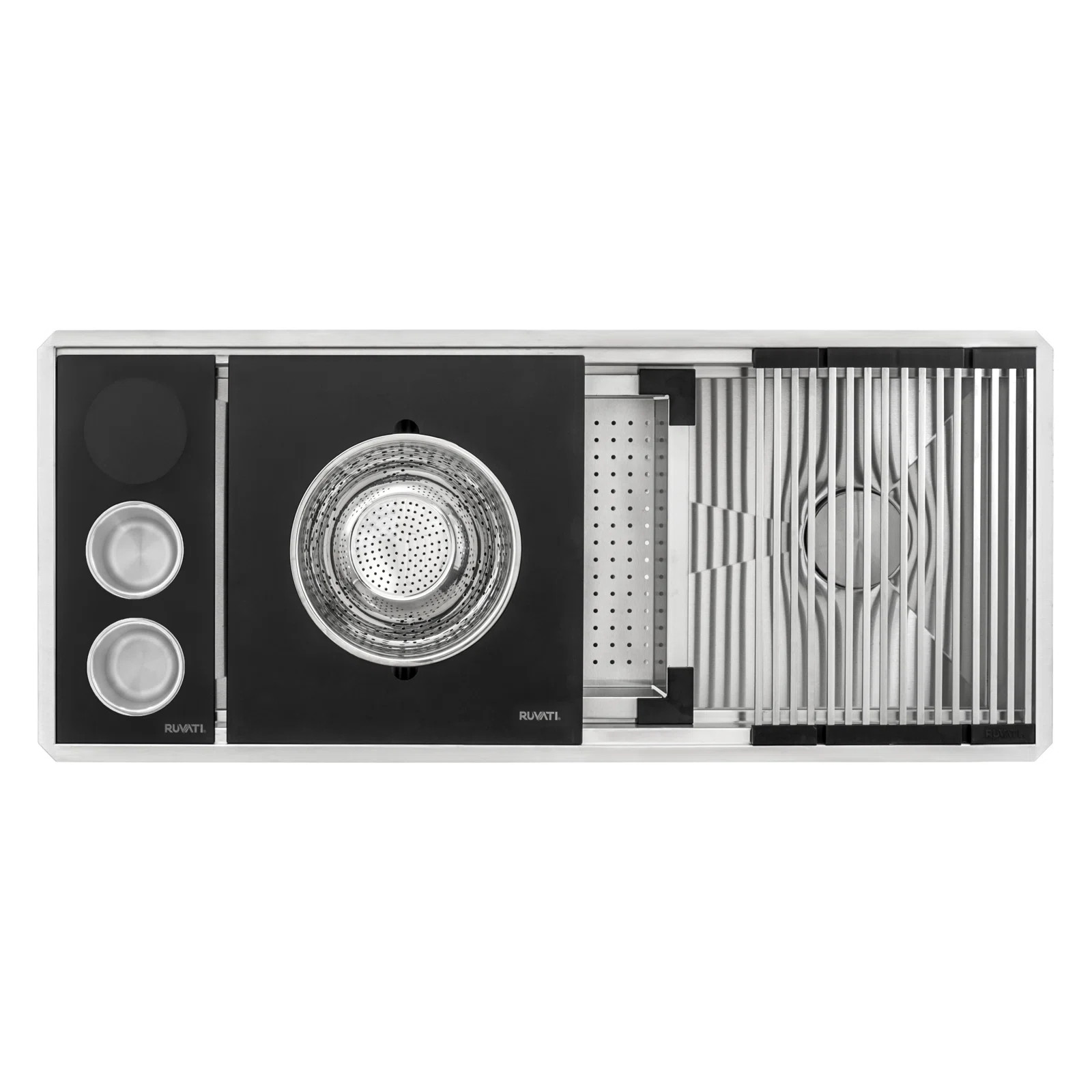 Ruvati 45-inch Workstation Two-Tiered Ledge Kitchen Sink Undermount 16 Gauge Stainless Steel | Wayfair North America