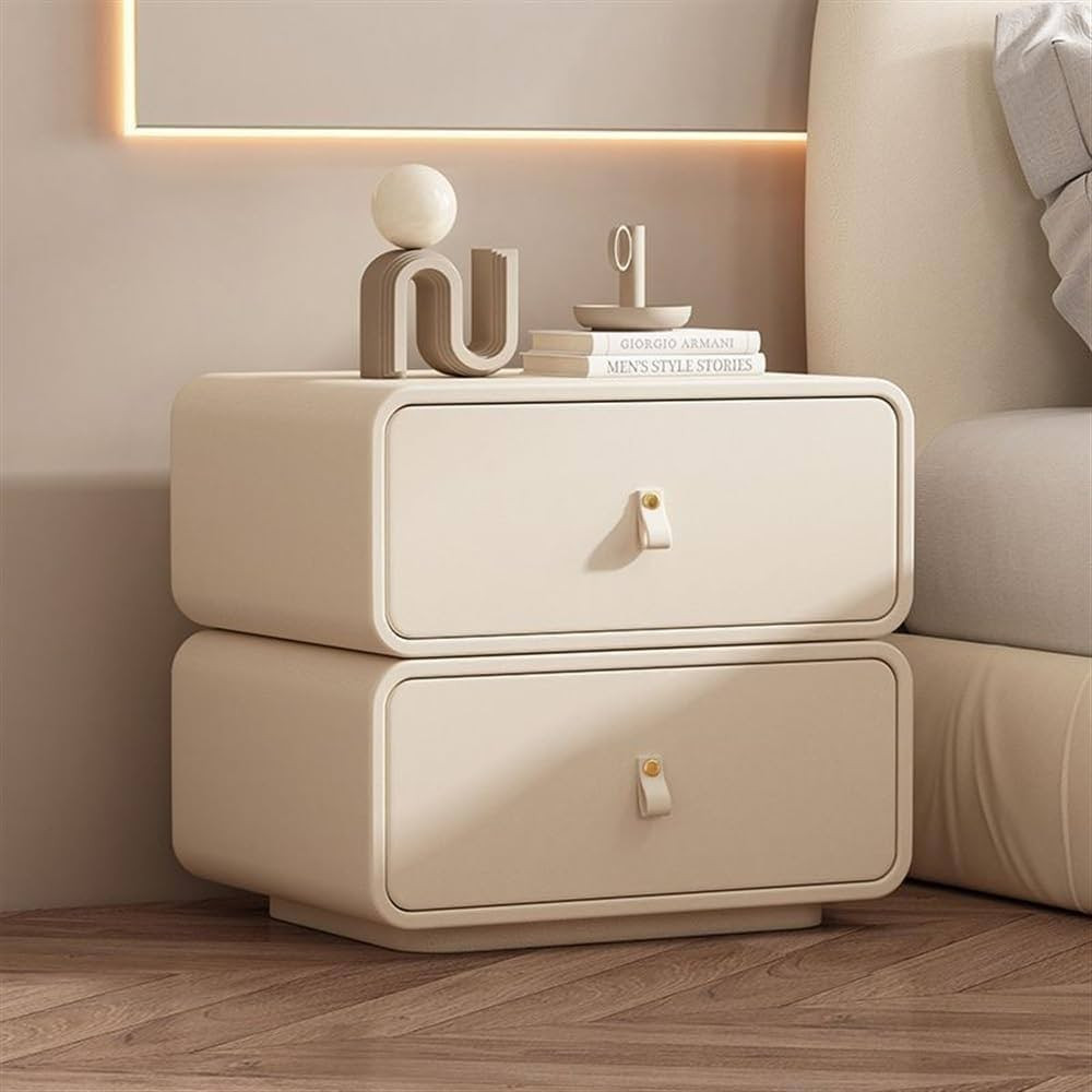 Bedroom Storage Cabinet Cream Style Solid Wood Bedside Table Modern Simple Nightstand with Microf... | Amazon (US)