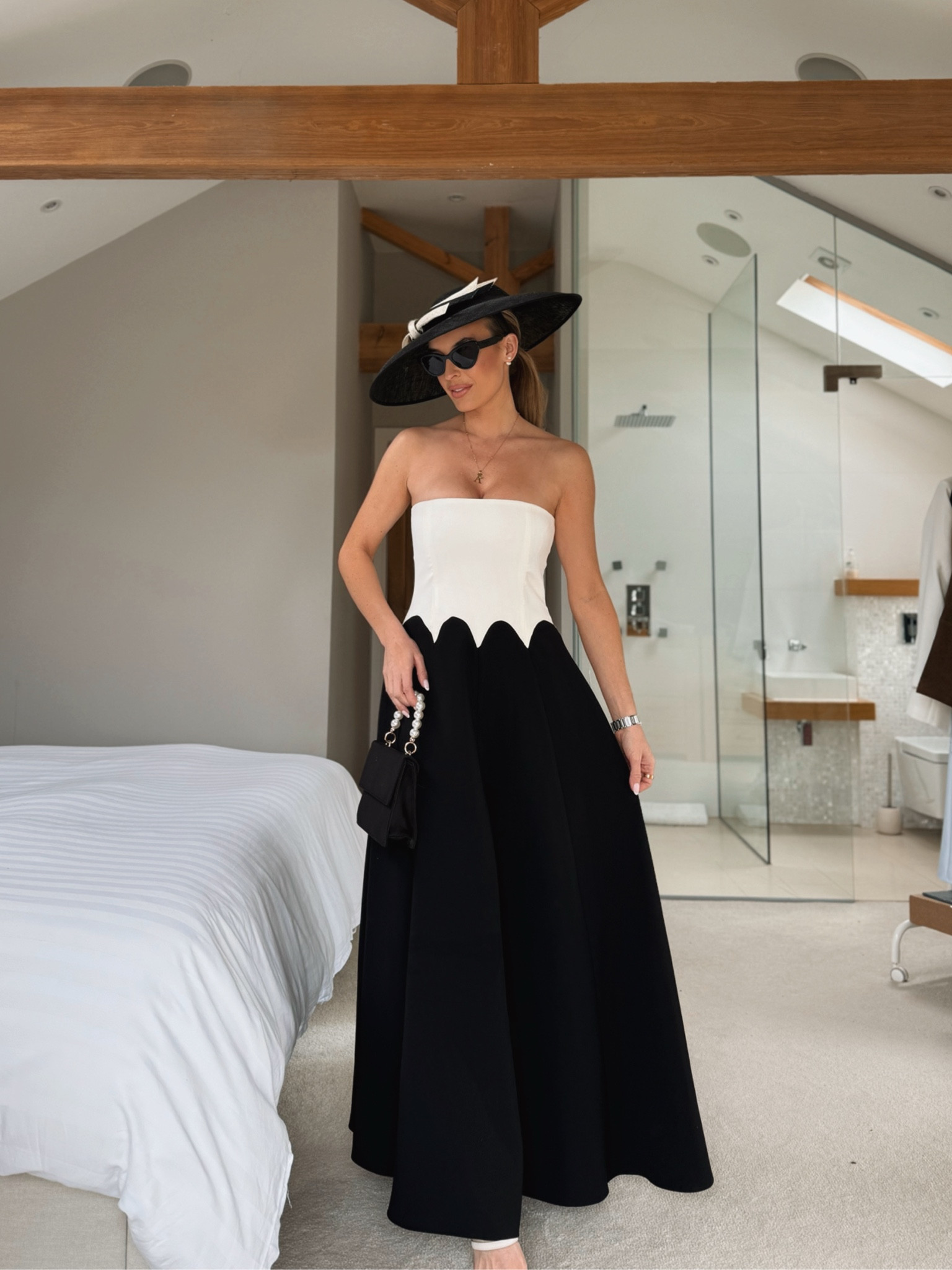 5/7 Race Day styling for ladies day! 🖤 An elegant monochrome maxi dress & a sleek pony tail. Nothing quite says ‘class’ like a black and white chic outfit! 

#LTKsummer #LTKstyletip #LTKspring