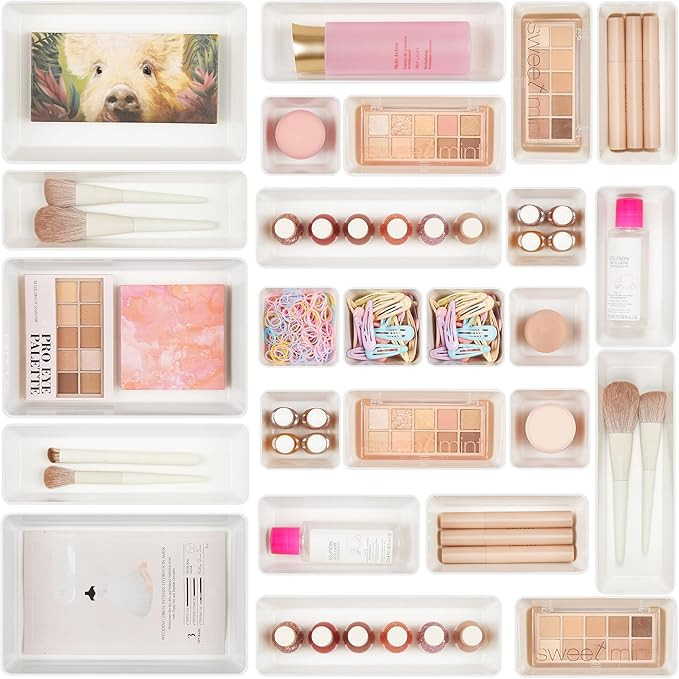 Vtopmart 25 PCS Plastic Drawer Organizers Set, 4-Size Versatile Bathroom and Vanity Drawer Organi... | Amazon (US)