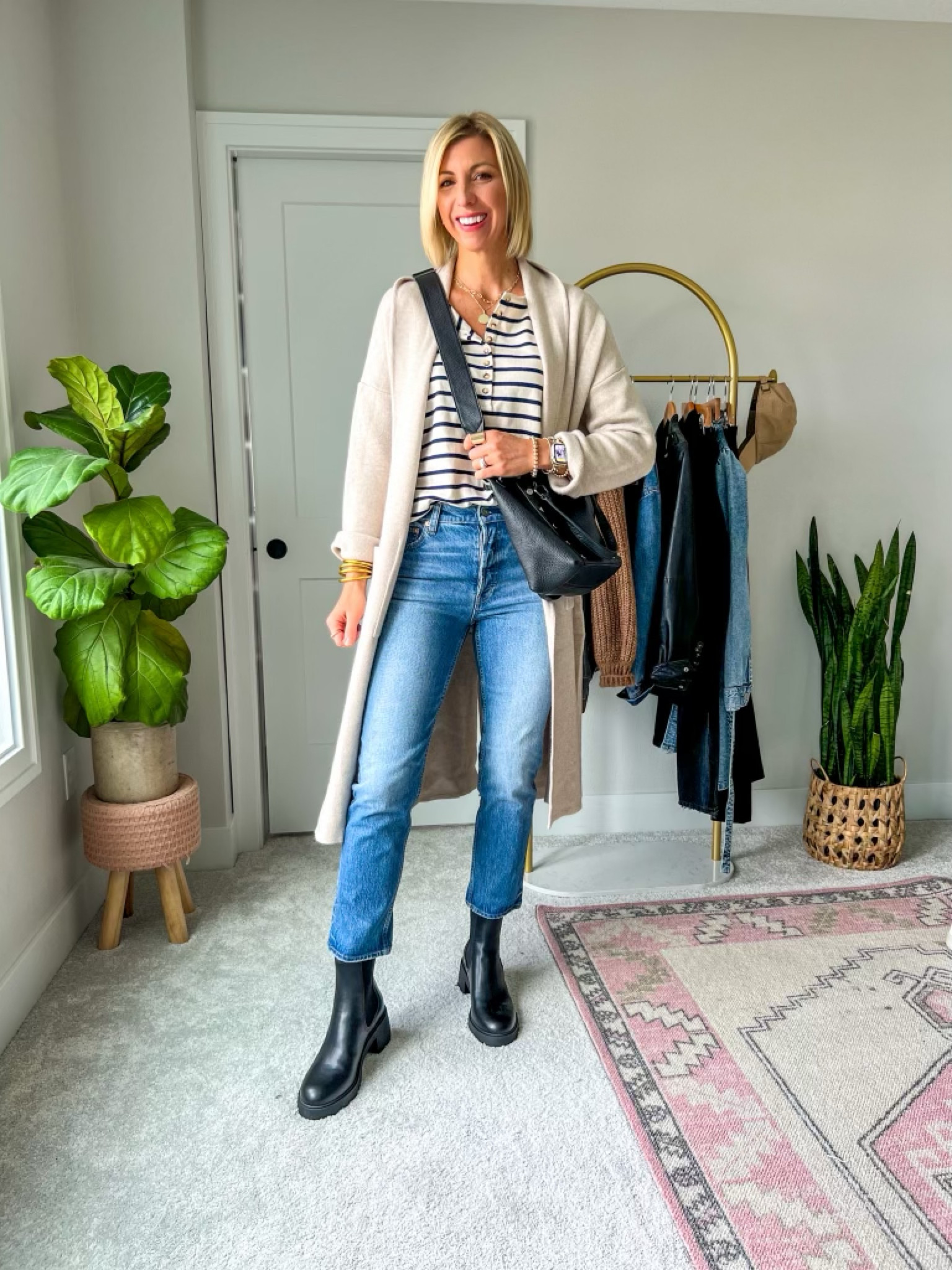 Same outfit multiple ways, straight jeans, stripe shirt, blazer, cardigan, sneakers, Sarah Kelly Style

#LTKFind #LTKSeasonal #LTKstyletip