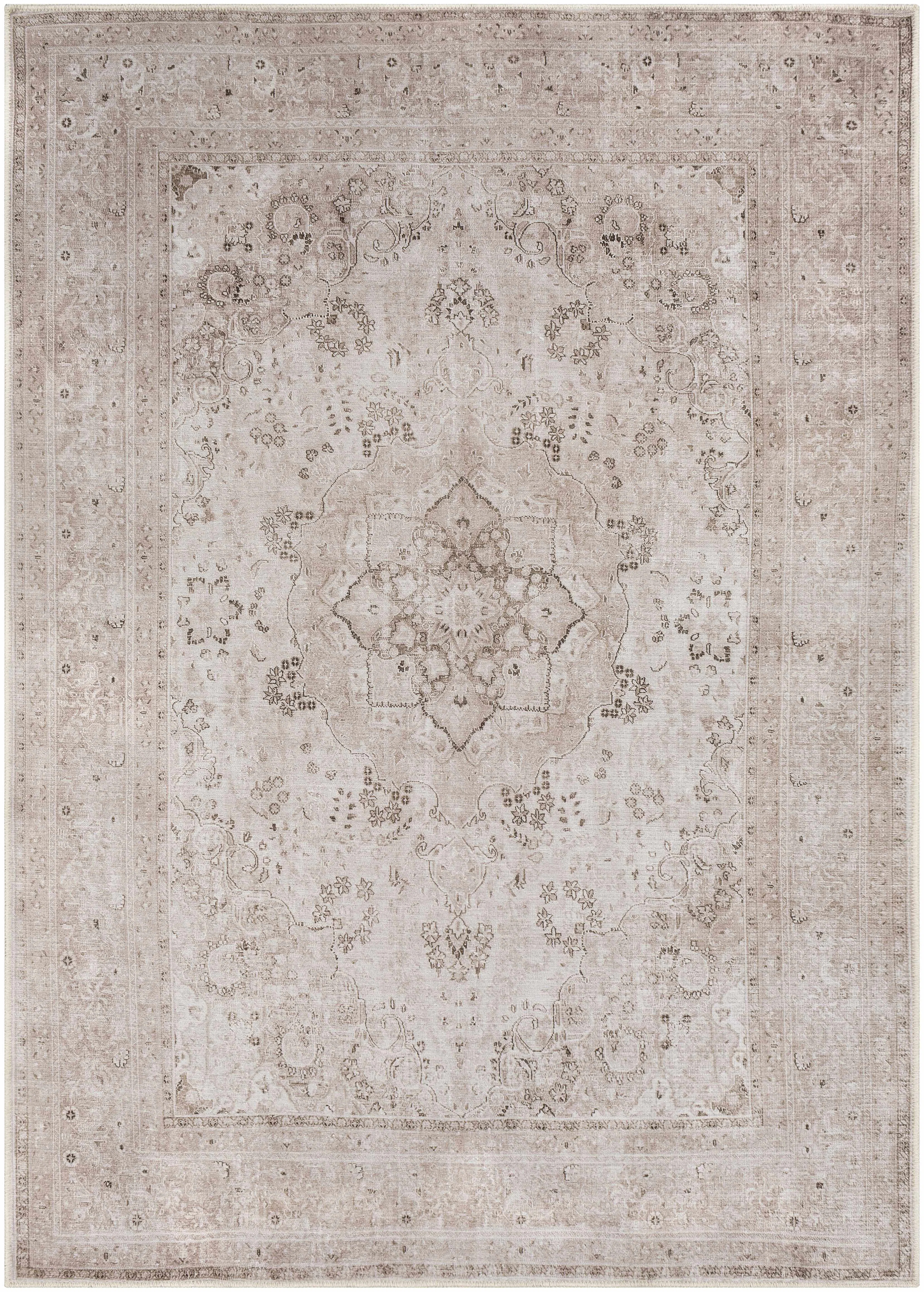 Cyrie Machine Washable Medallion Cream Area Rug | Wayfair North America