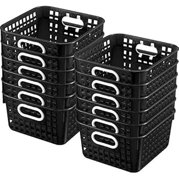 Really Good Stuff 9" Square Shelf Baskets with Built-in Handles. - Single Color - 12 Pack | Amazon (US)