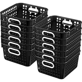 Really Good Stuff 9" Square Shelf Baskets with Built-in Handles. - Single Color - 12 Pack | Amazon (US)