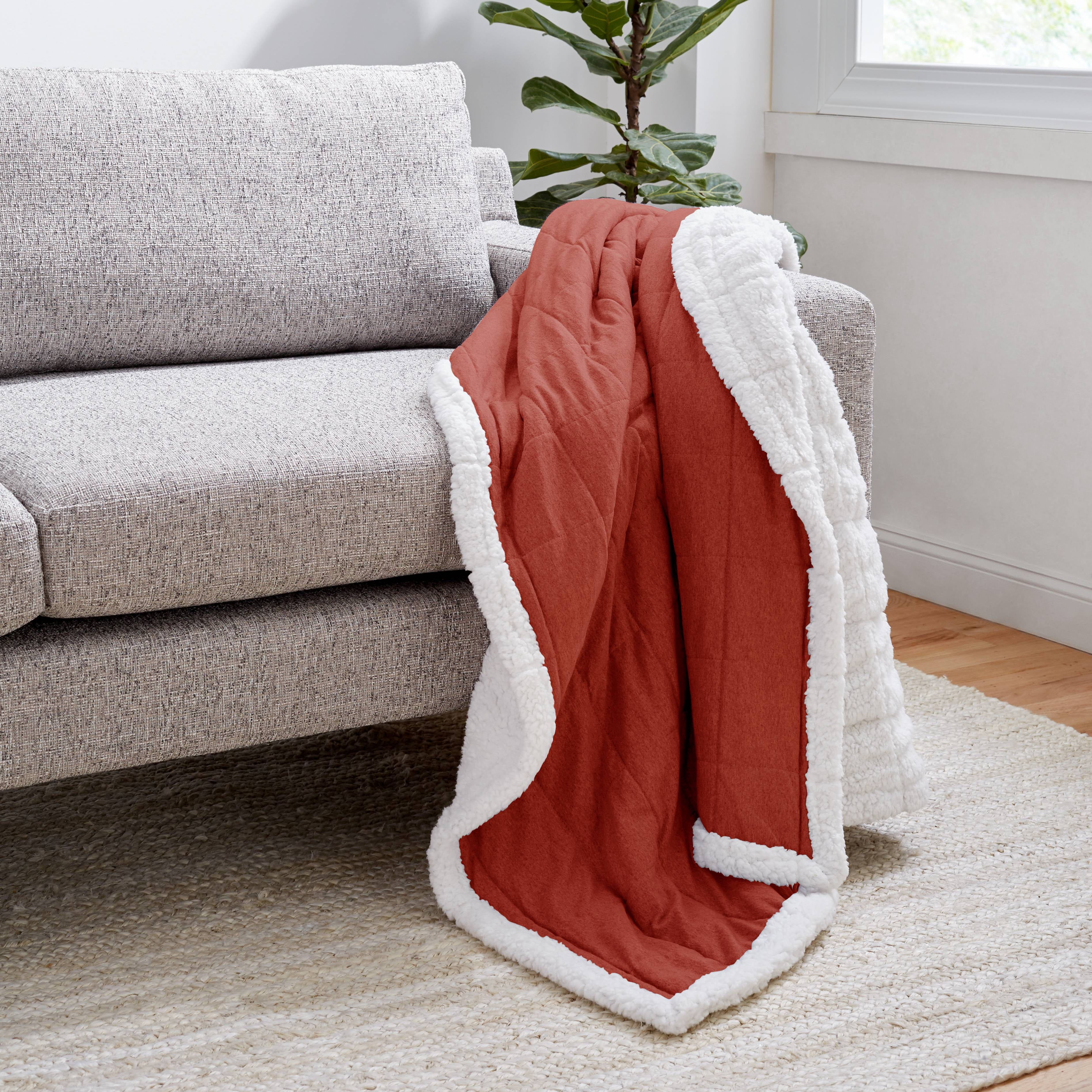 Gap Home Quilted Jersey Organic Cotton Sherpa Reverse Throw, Red - Walmart.com | Walmart (US)