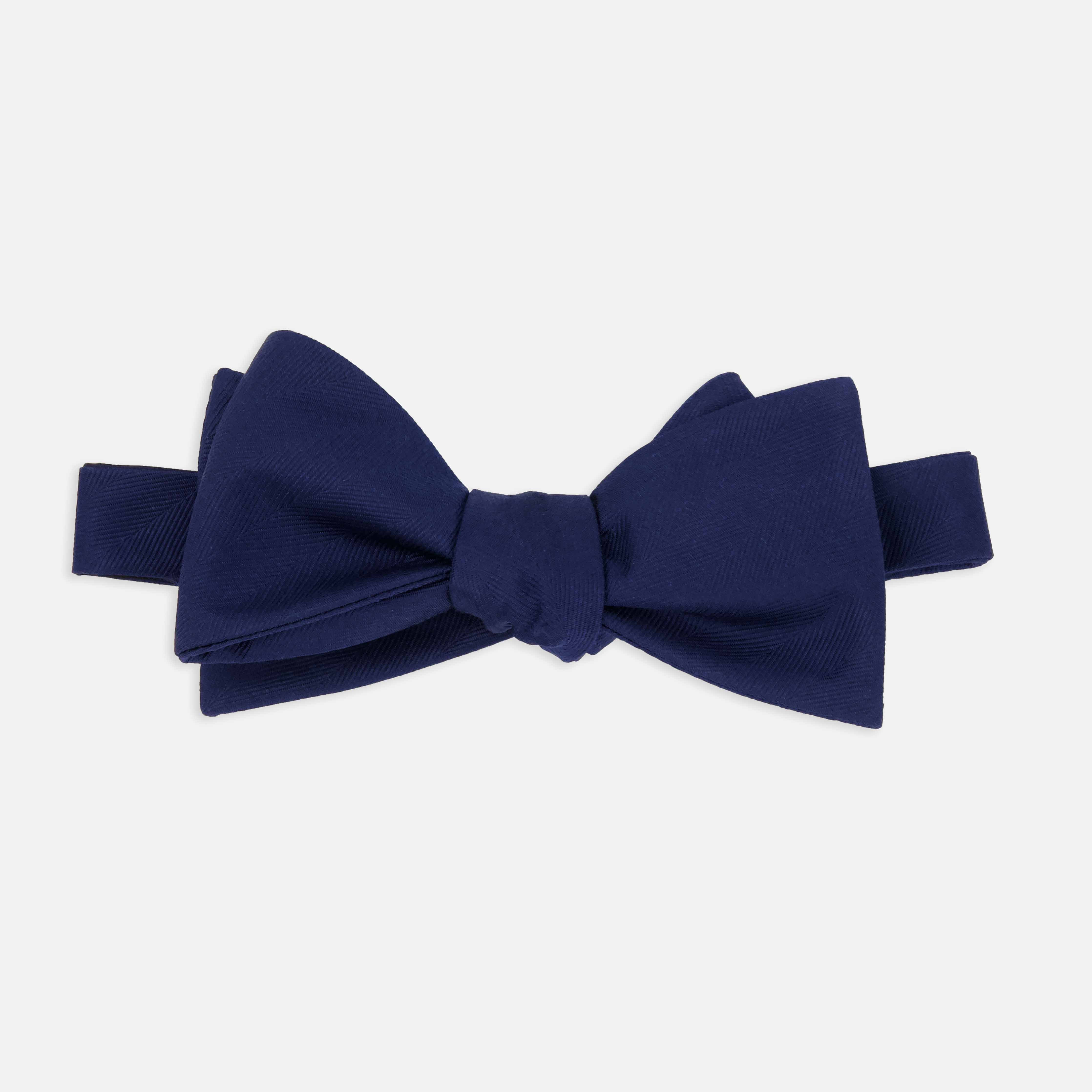 Herringbone Vow Navy Bow Tie | Silk Bow Ties | Tie Bar | The Tie Bar