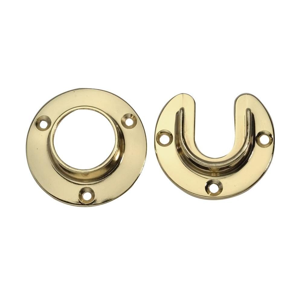 Lido Designs 1-5/16 in. Polished Brass Heavy Duty Closet Rod Flange Set of Pair-LB-00-505SET - Th... | The Home Depot