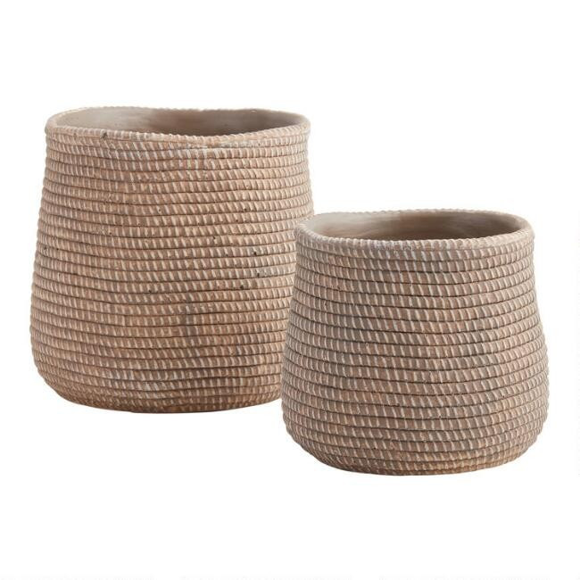 Faux Fiber Basketweave Ceramic Planter | World Market