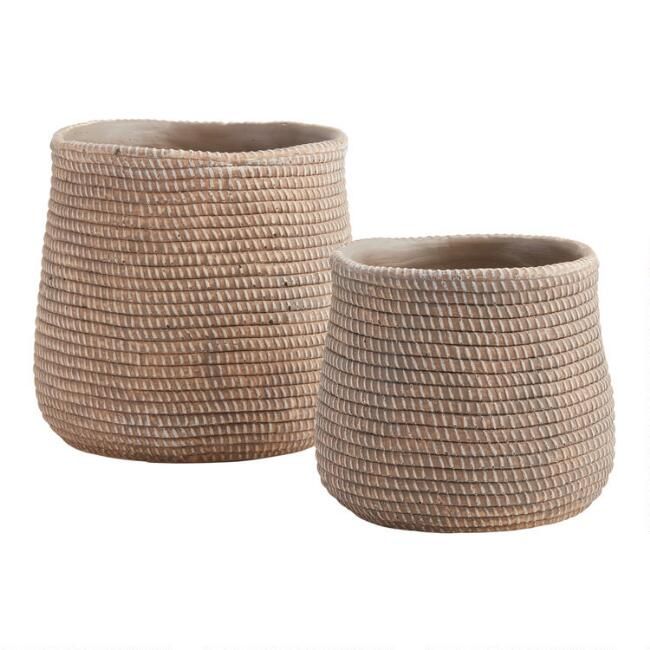 Faux Fiber Basketweave Ceramic Planter | World Market