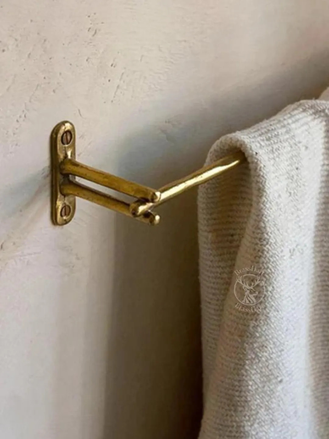 Vintage Towel Holder, Solid Brass Towel Rail, Handcrafted Towel Rack, Unlacquered Brass Wall Towe... | Etsy (US)