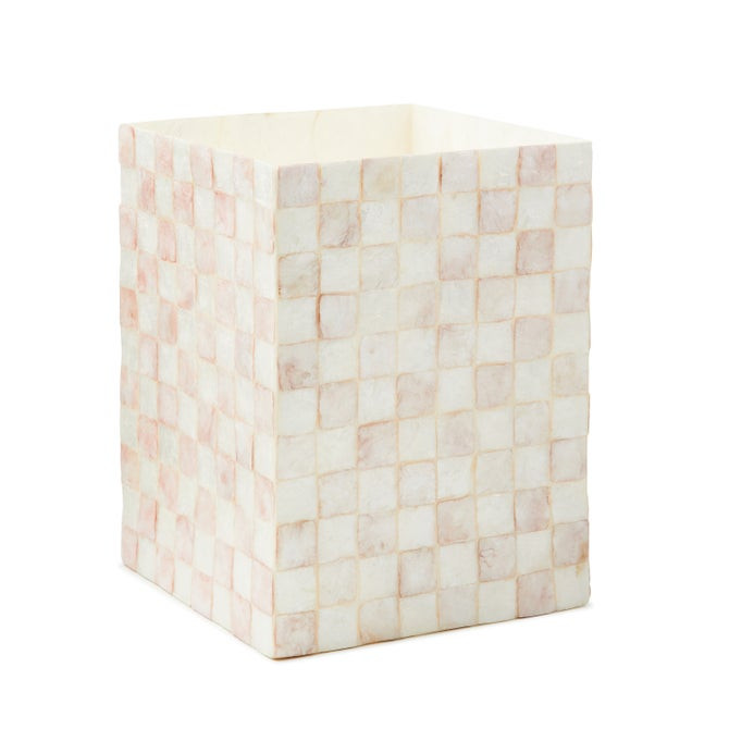 Rosy Check Capiz Waste Bin | MacKenzie-Childs