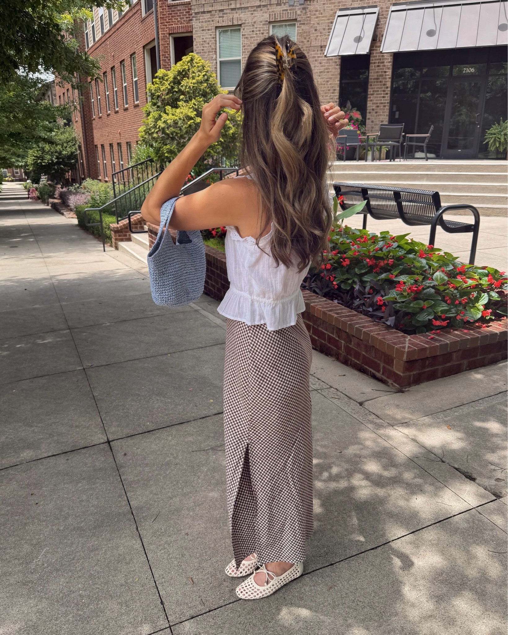 fun fact one of my husband & is first date was going to pie bar & getting one slice of every type of pie and trying them 🥧🥰🫶🏼 

also this outfit combines all my fave things: white top, lace, gingham, pop of color, ballet flats 🩰….. happy happy day. 

comment “outfit” if you’d like the outfit links!