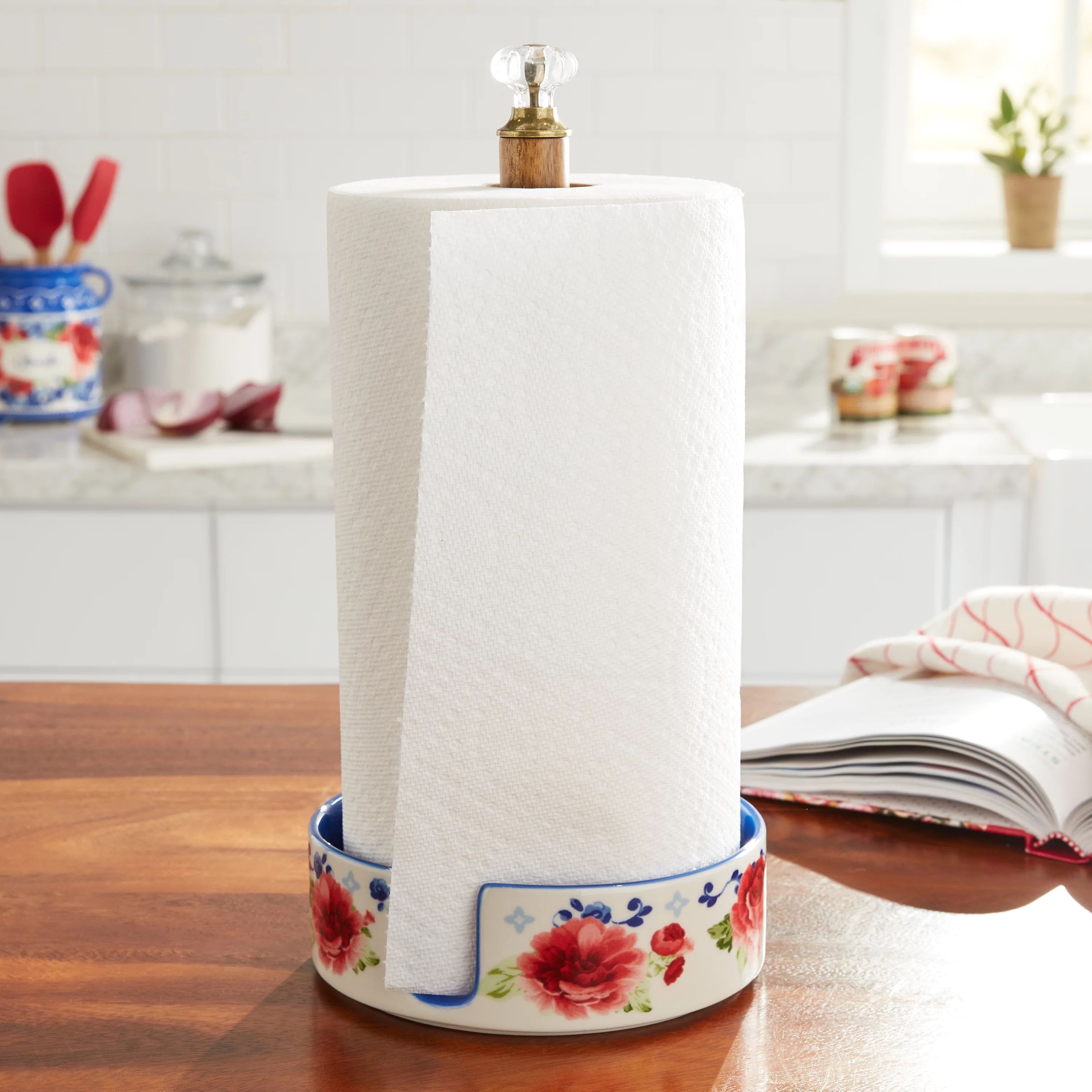 Pioneer Woman , PW Stoneware Paper Towel Holder, Decal Floral . - Walmart.com | Walmart (US)