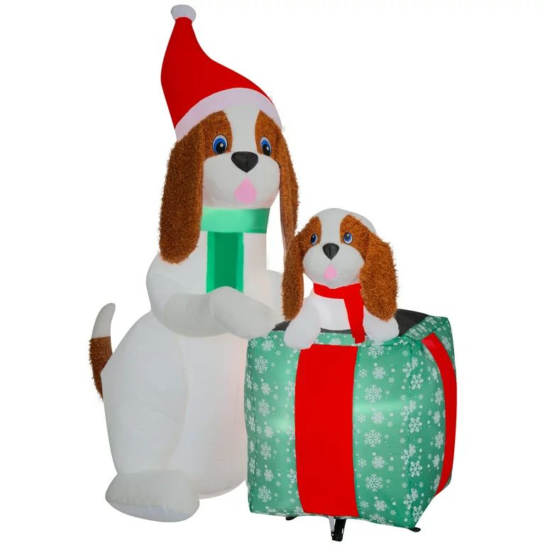 Airblown Inflatables Christmas 6 Foot Fuzzy Dog Family Scene, by Holiday Time | Walmart (US)
