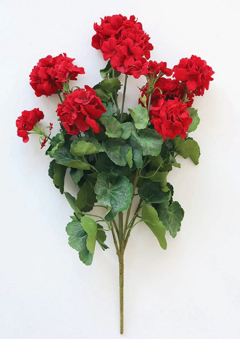 UV Protected Indoor/Outdoor Fake Geranium Bush - 24" | Afloral