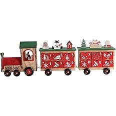 24 Inch Christmas Wooden Advent Calendar Train with 24 Drawers Christmas Countdown Tabletop Decor... | Amazon (US)