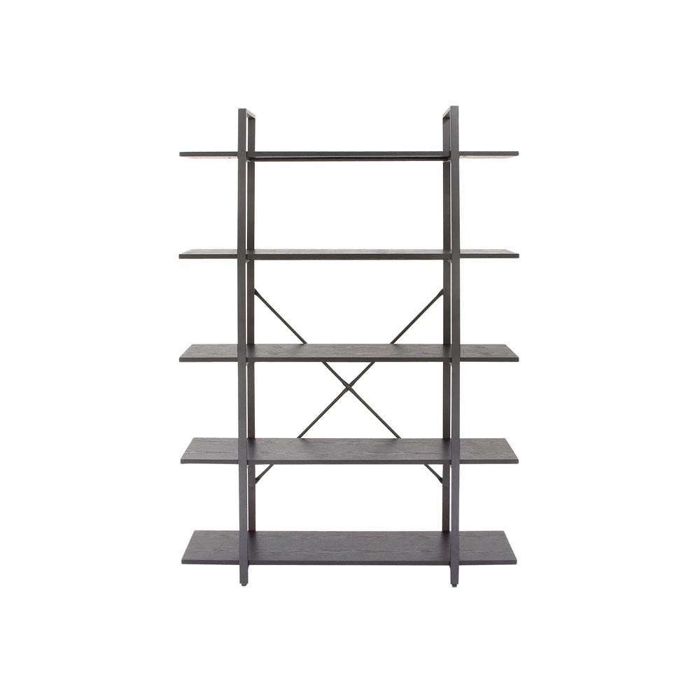 LITTON LANE Matte Black 5-Tier Etagere Shelf | The Home Depot