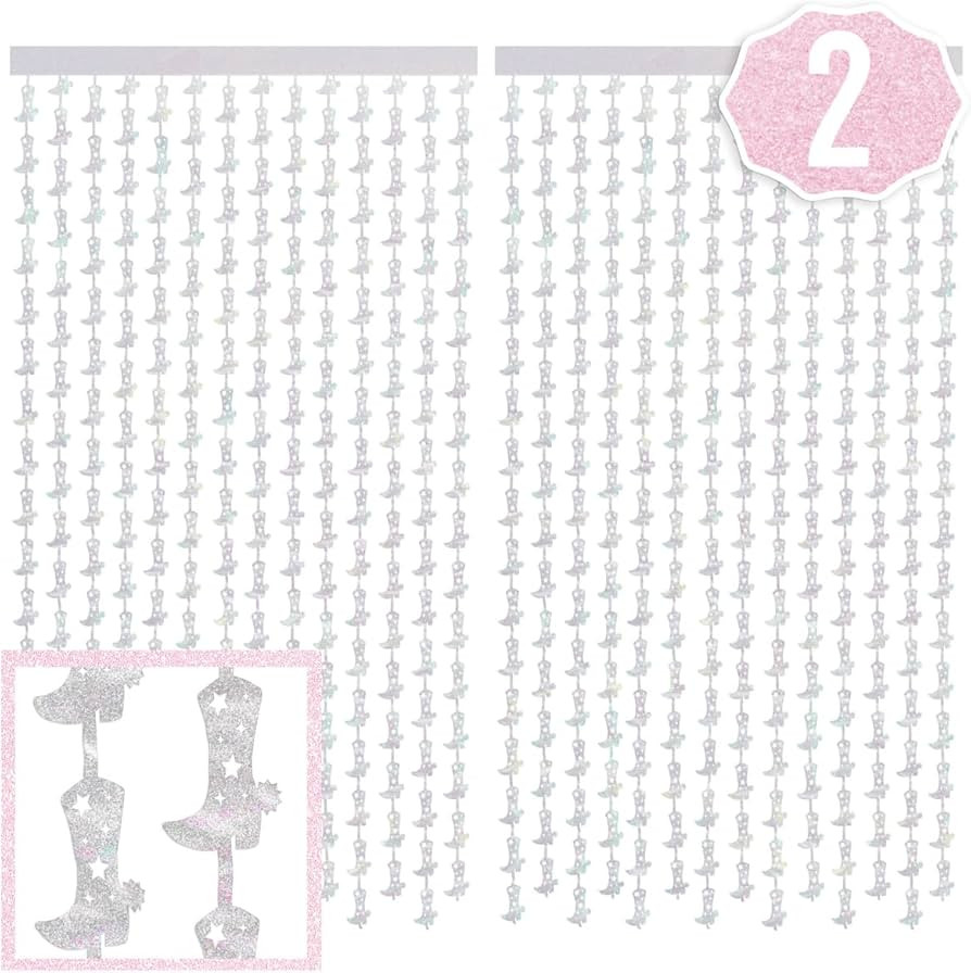 xo, Fetti Cowgirl Boot Iridescent Foil Curtain - Set of 2 | Bachelorette Party Decorations, Cowgi... | Amazon (US)