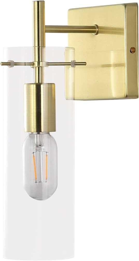 KRASTY Gold Wall Sconce, Bathroom Sconces Wall Lighting Fixture with Clear Glass Shade, Metal Wal... | Amazon (US)