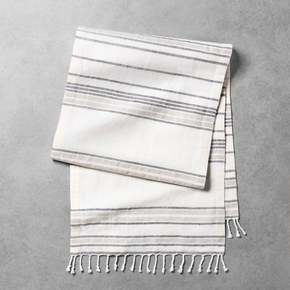 Striped Oversized Table Runner Sour Cream / Gray - Hearth & Hand™ with Magnolia | Target