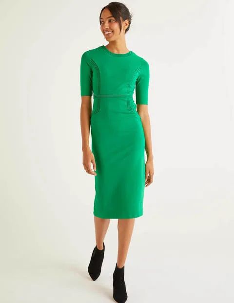 Kate Stitch Detail Ponte Dress Rich Emerald Women Boden | Boden (US)