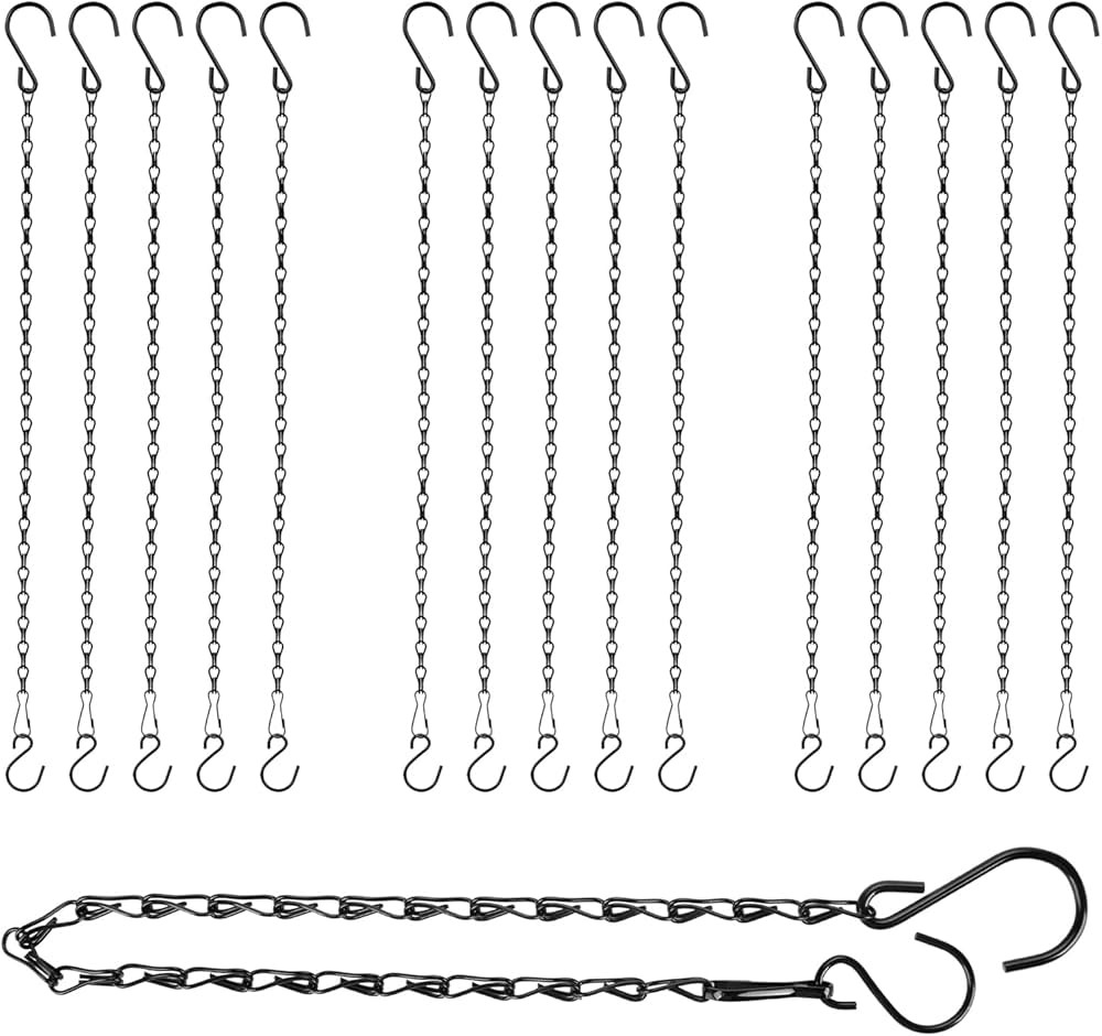 RIFNY Hanging Chains with Hooks, 15 Pieces 20 Inch Black Chain for Hanging Bird Feeders Planters ... | Amazon (US)