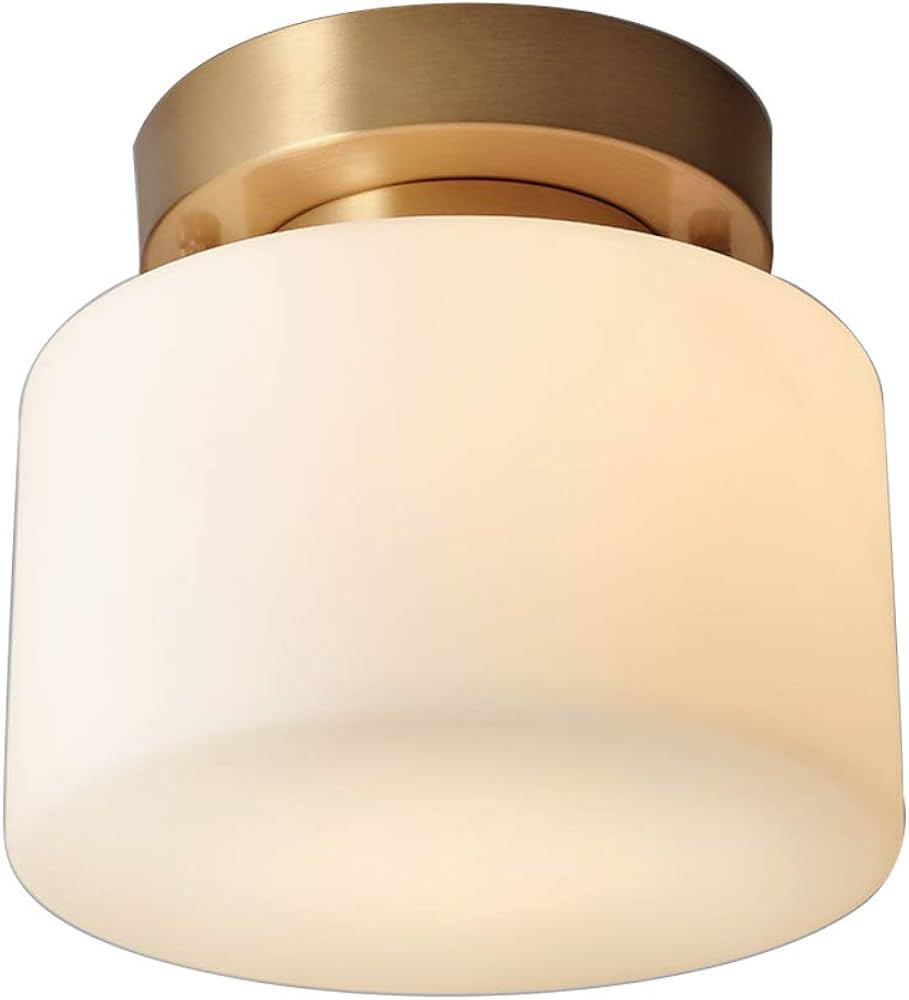 KCO Lighting Flush Mount Ceiling Light Fixture 1-Light Gold Ceiling Light Brass Drum Shape Ceiling L | Amazon (US)