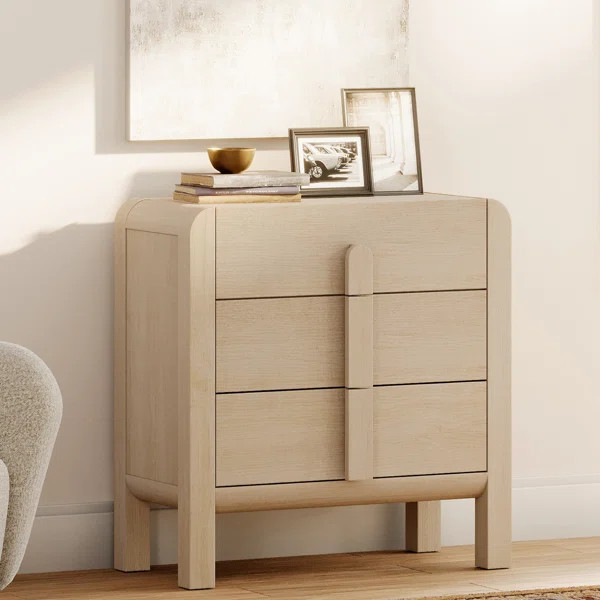 Adora 31.5" Large End Table With Storage And Curved Profile Design, Mid Century Modern Wooden Nig... | Wayfair North America