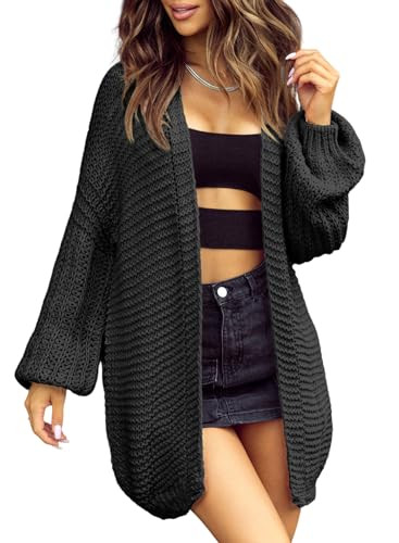 Sidefeel Cardigan for Women Trendy 2024 Open Front Sweater Oversized Lantern Sleeve Chunky Knitte... | Amazon (US)