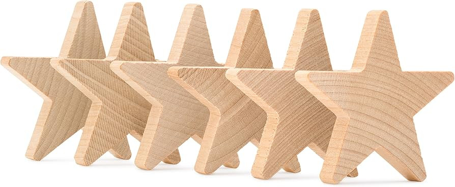 Wood Star Cutouts 3/4 inch by 3/16 inch, Pack of 100 Wooden Stars for Crafts, Christmas, and July... | Amazon (US)