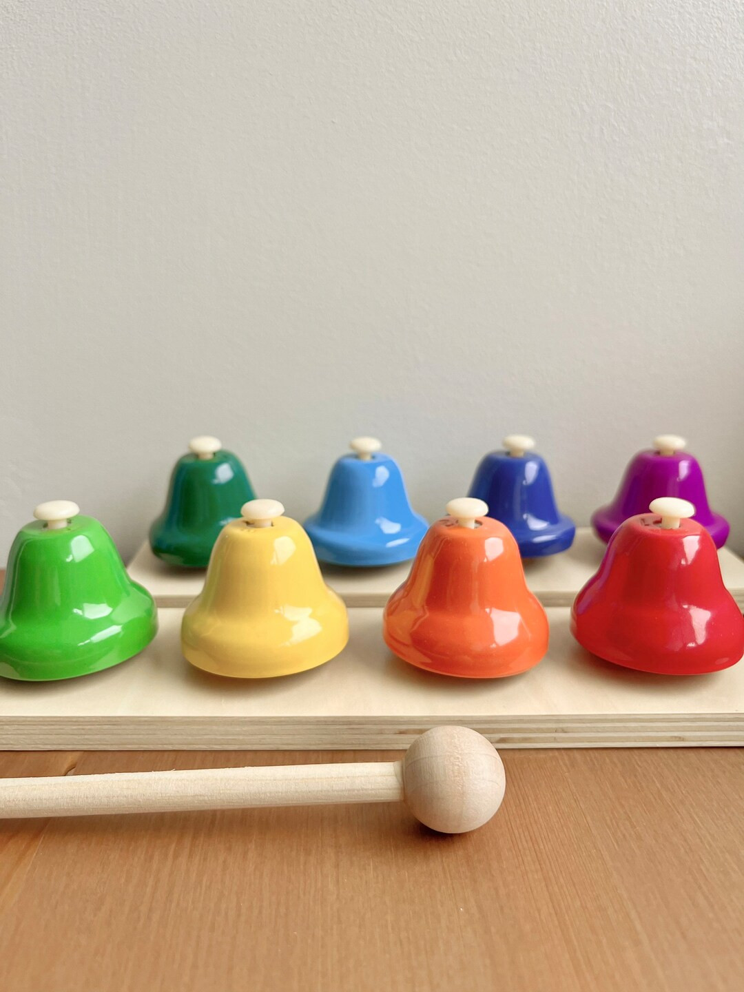 Wooden Desk Bells Set | 8 Notes Diatonic Hand Bells Kids Musical Instruments Toddler Toy Instrume... | Etsy (US)