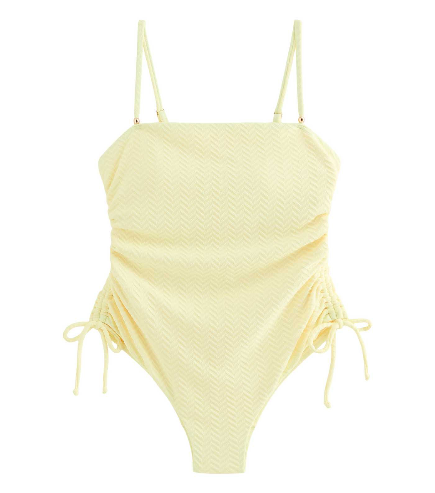 Light Yellow Zig Zag Textured Ruched Side Swimsuit | New Look | New Look (UK)