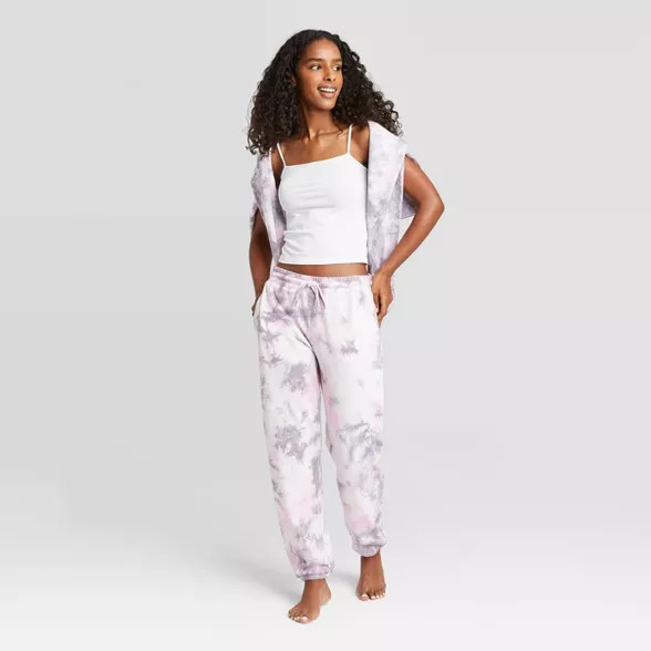 Women's French Terry Tie-Dye Lounge Jogger Pants - Colsie™ Purple | Target