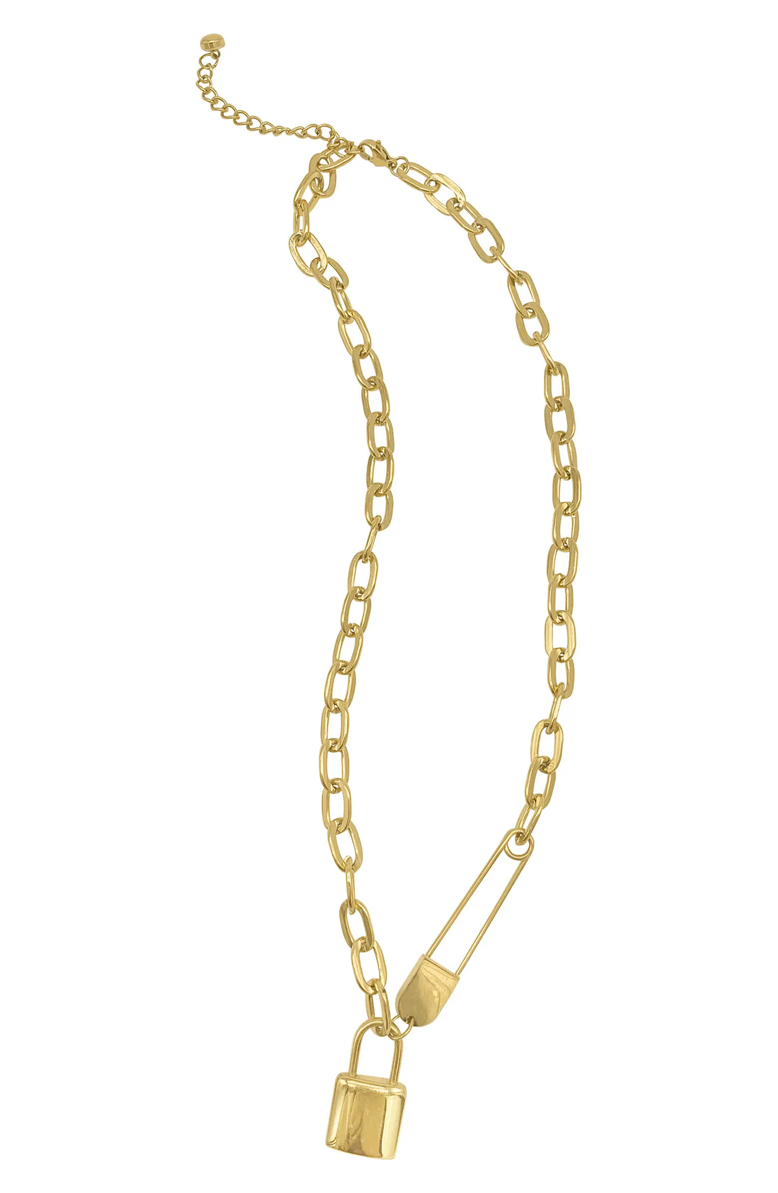 Adornia Safety Pin and Lock Chain Necklace | Nordstromrack | Nordstrom Rack